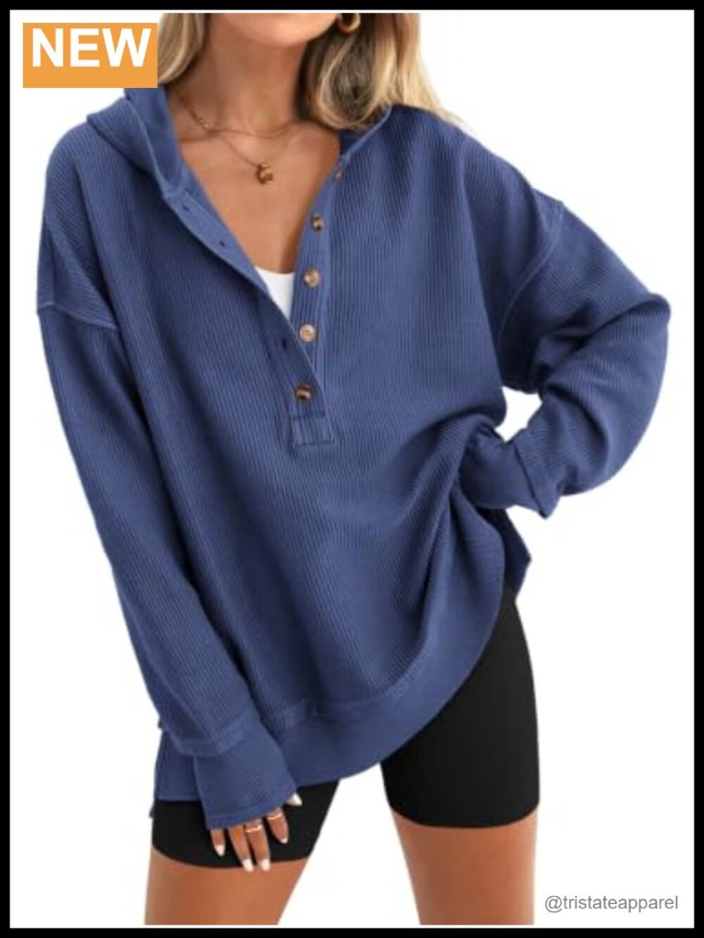 Women's Oversized Button Down Hoodie Long Sleeve Pullover Lightweight Sweatshirt